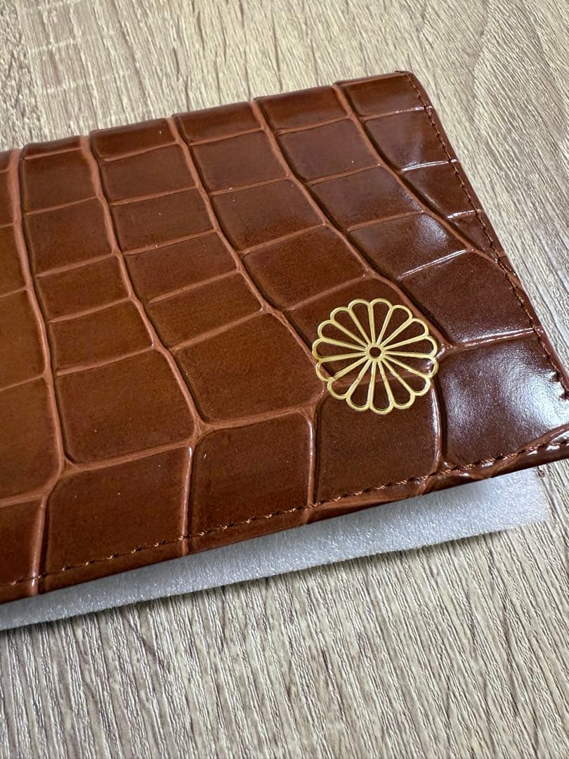 皇居財布　レア色　ブラウンレザー クロコダイル風　長財布　新品未使用
