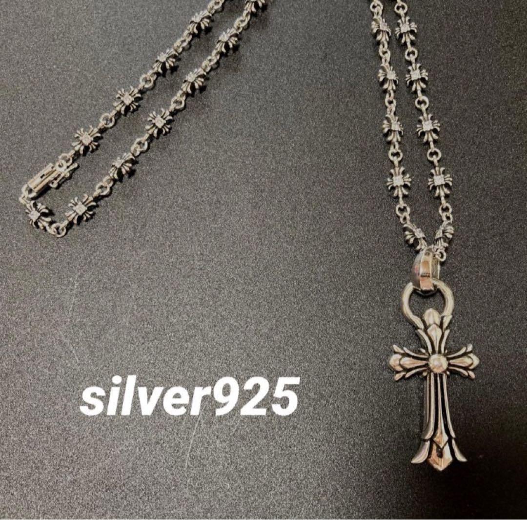 S925 ダイヤ　二重クロス　ダイヤ　タイニーチェーン　ゴールド　ネックレス