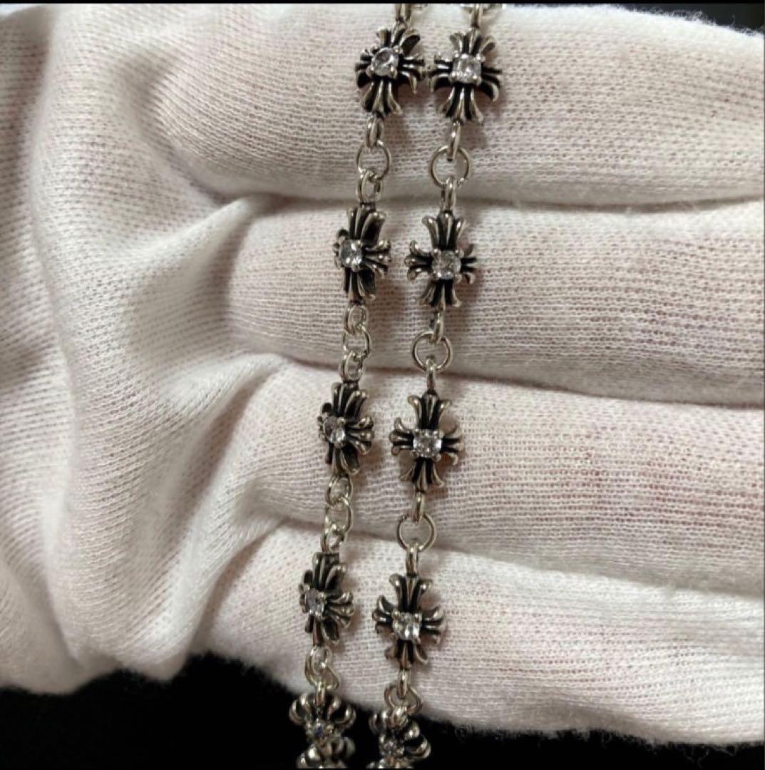 S925 ダイヤ　二重クロス　ダイヤ　タイニーチェーン　ゴールド　ネックレス