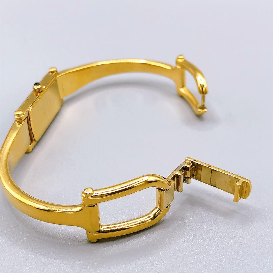 GUCCI ゴールド クオーツ バングル 1500L 腕時計 電池交換済 稼働