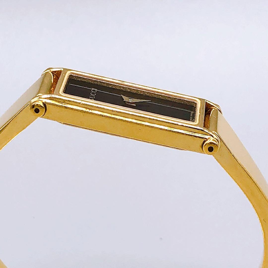 GUCCI ゴールド クオーツ バングル 1500L 腕時計 電池交換済 稼働