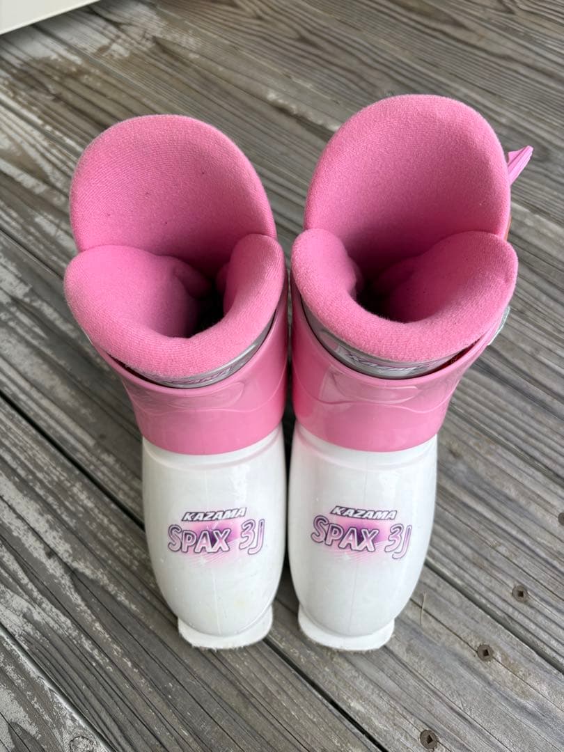 110㎝ スキー板 ストック ブーツ 黒ピンク