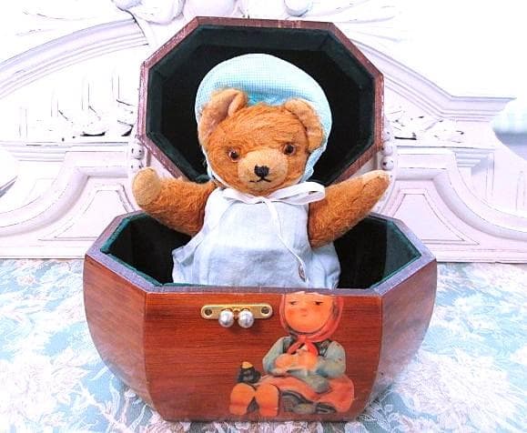 アンティークベア　ドールコンテナ　セットで　☆　ヴィンテージ　テディベア