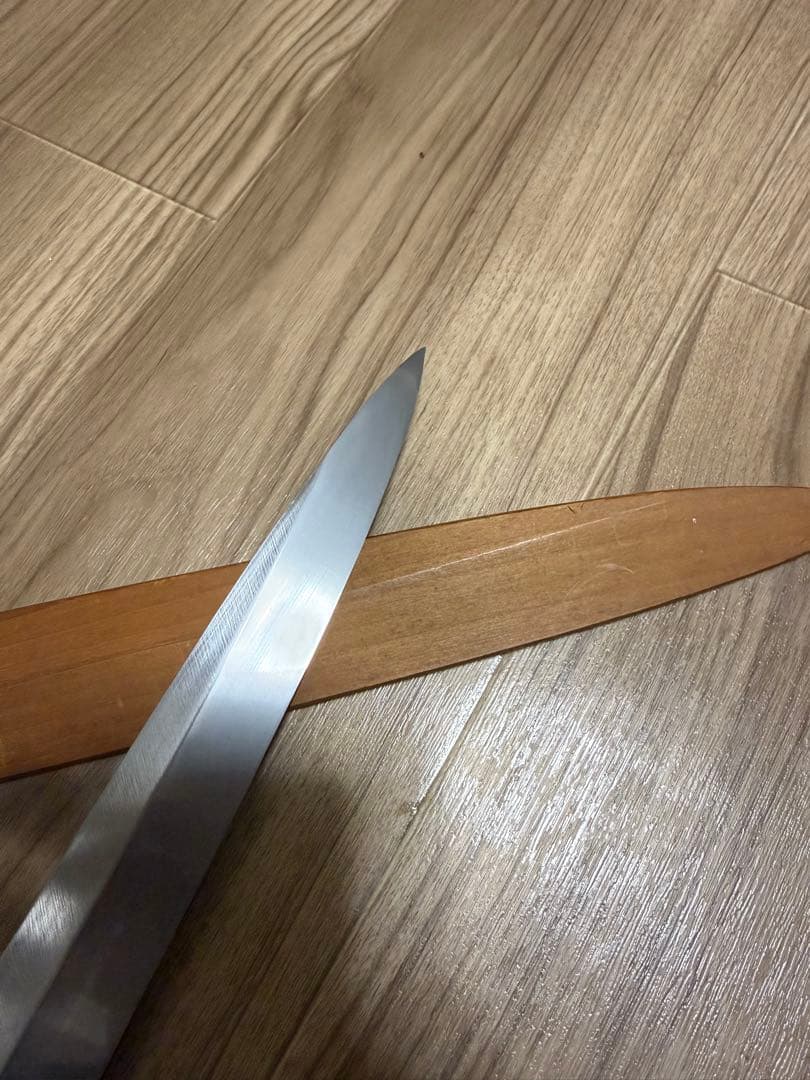 有次　柳刃包丁　本焼　尺　鞘付き　天然砥石研ぎました