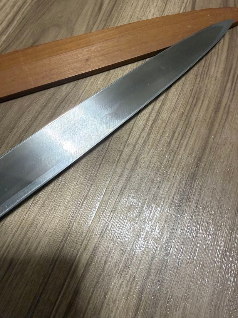 有次　柳刃包丁　本焼　尺　鞘付き　天然砥石研ぎました