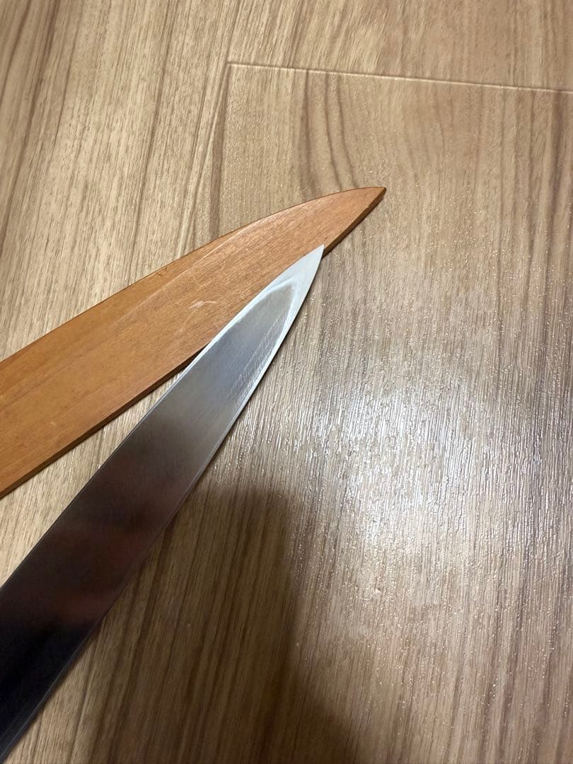 有次　柳刃包丁　本焼　尺　鞘付き　天然砥石研ぎました