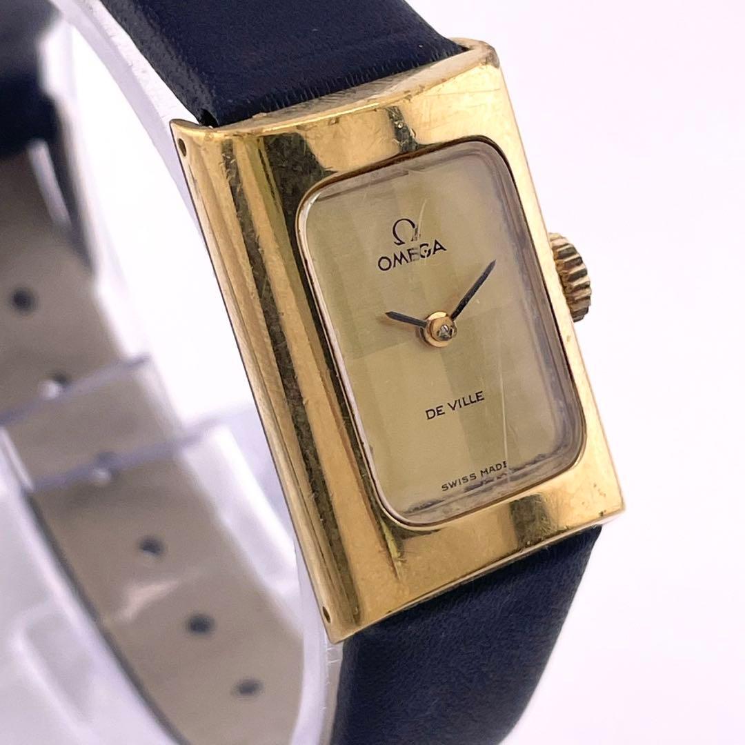 【稼働】OMEGA DEVILLE レクタンギュラー 手巻き時計 ゴールド