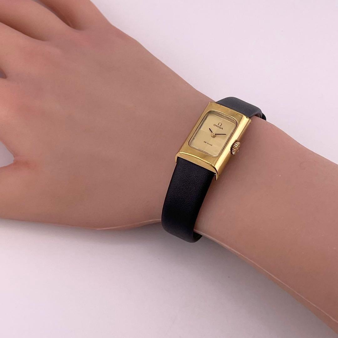 【稼働】OMEGA DEVILLE レクタンギュラー 手巻き時計 ゴールド