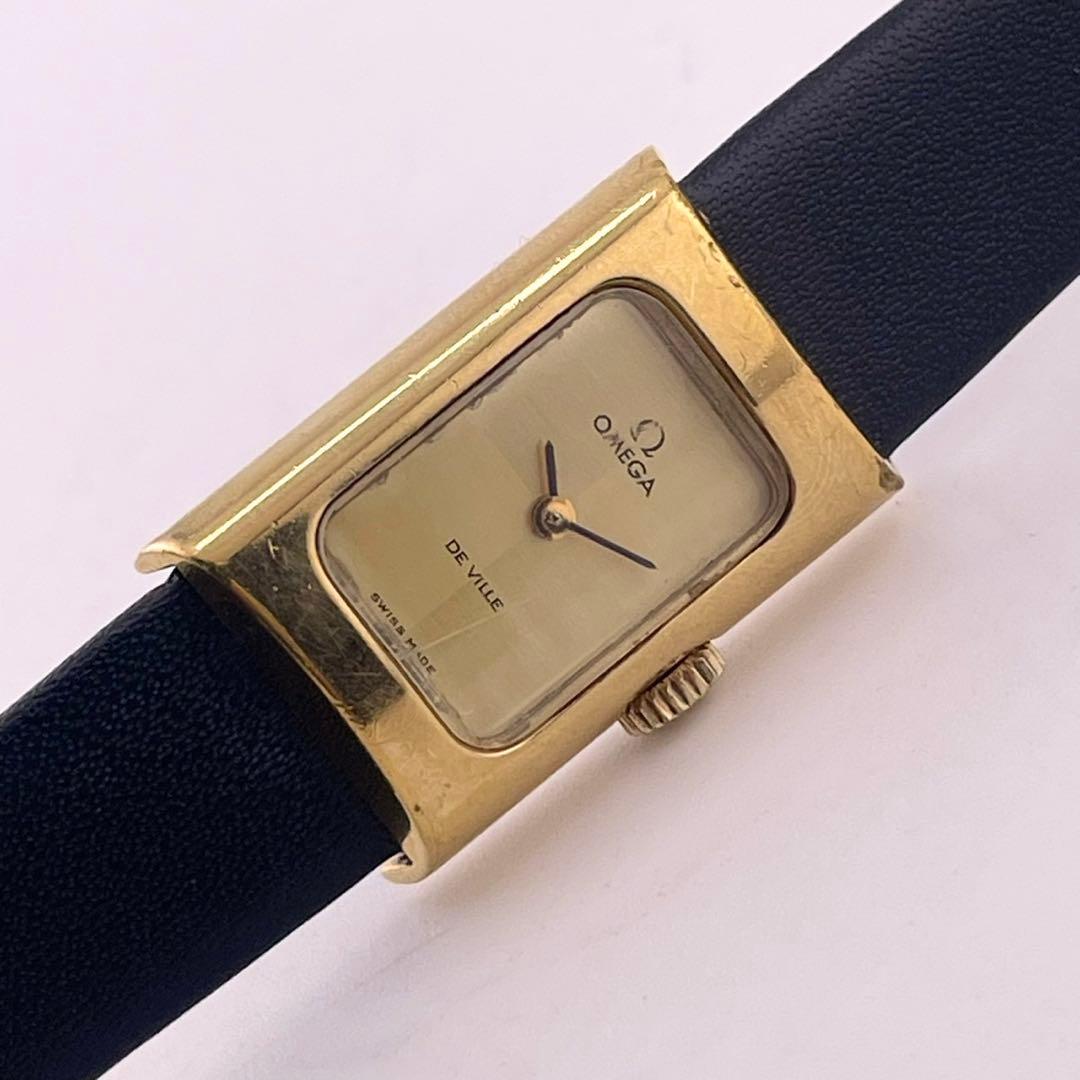 【稼働】OMEGA DEVILLE レクタンギュラー 手巻き時計 ゴールド