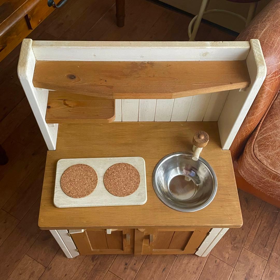 木製 おままごと キッチン ハンドメイド作家【おまけ付き】