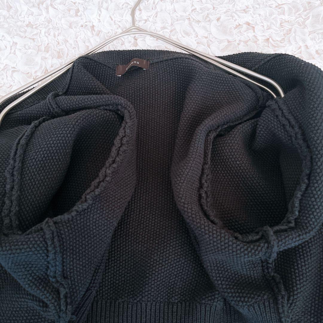 美品 anuans ウエストシェイプペプラムニットジャケット カーディガン 黒