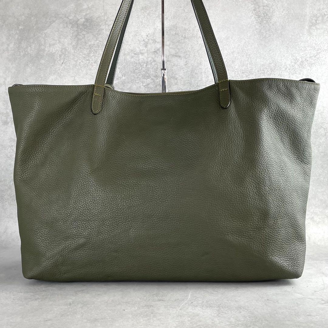 現行✨ フェリージ トートバッグ A4資料 大容量 15-20 レザー オリーブ