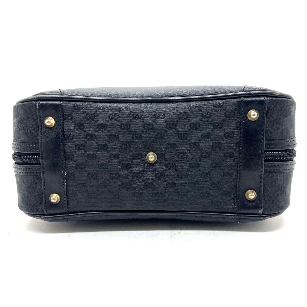 【極美品】グッチ ハンドバッグ ミニボストン マイクロGG PVC ブラック