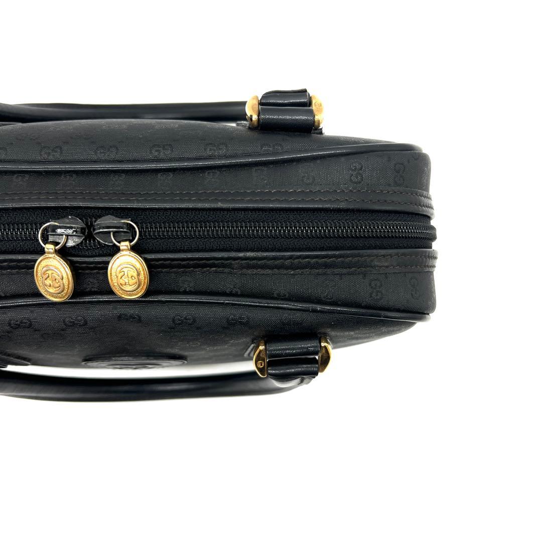 【極美品】グッチ ハンドバッグ ミニボストン マイクロGG PVC ブラック