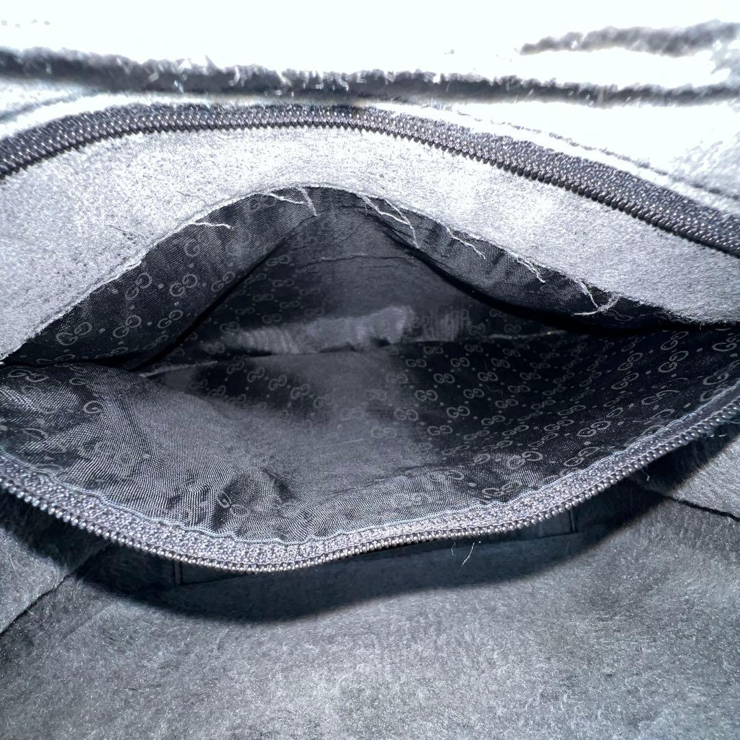 【極美品】グッチ ハンドバッグ ミニボストン マイクロGG PVC ブラック