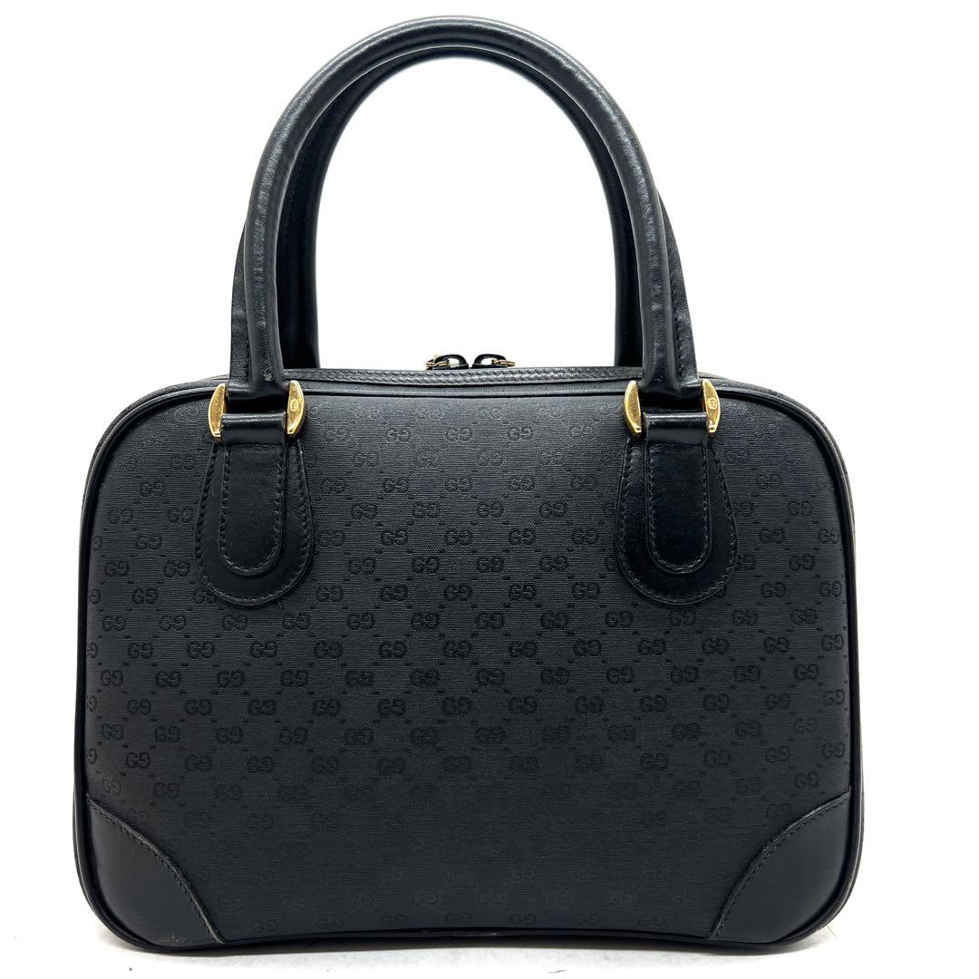 【極美品】グッチ ハンドバッグ ミニボストン マイクロGG PVC ブラック