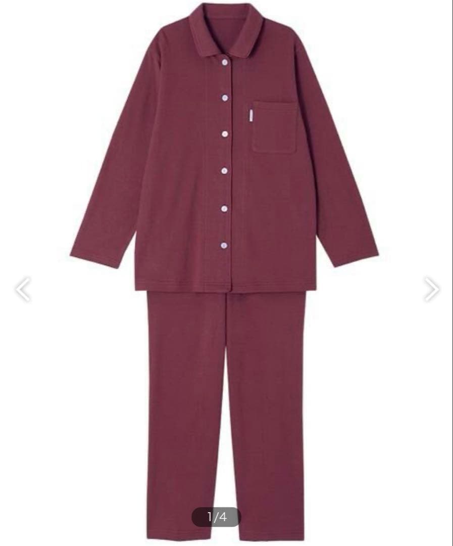 ワコール 睡眠科学 レディース パジャマ 綿100% 新品 えんじ