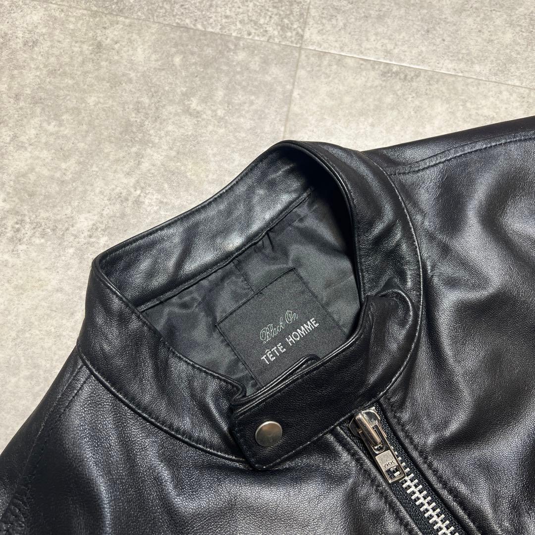 TETEHOMMEテットオム羊革レザージャケットライダースシングルブラックL良品