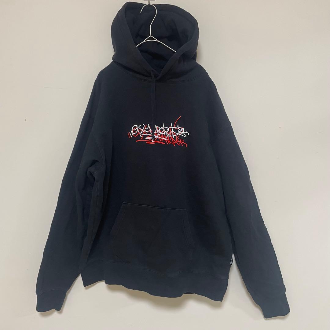 GX1000 グラフィックプリント パーカー　フーディ　サイズM ブラック