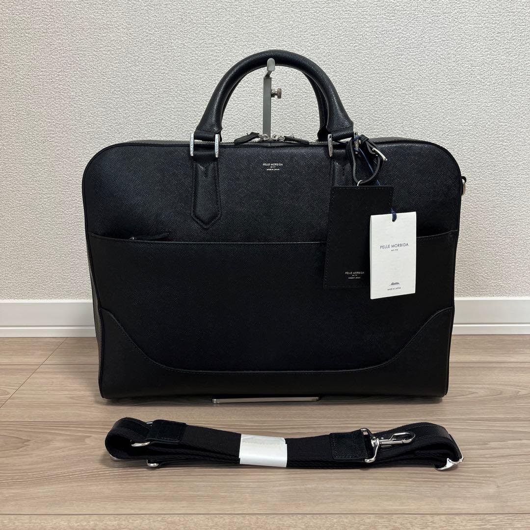 【新品タグ付】PELLE MORBIDA ビジネスバッグ ブラック 牛革
