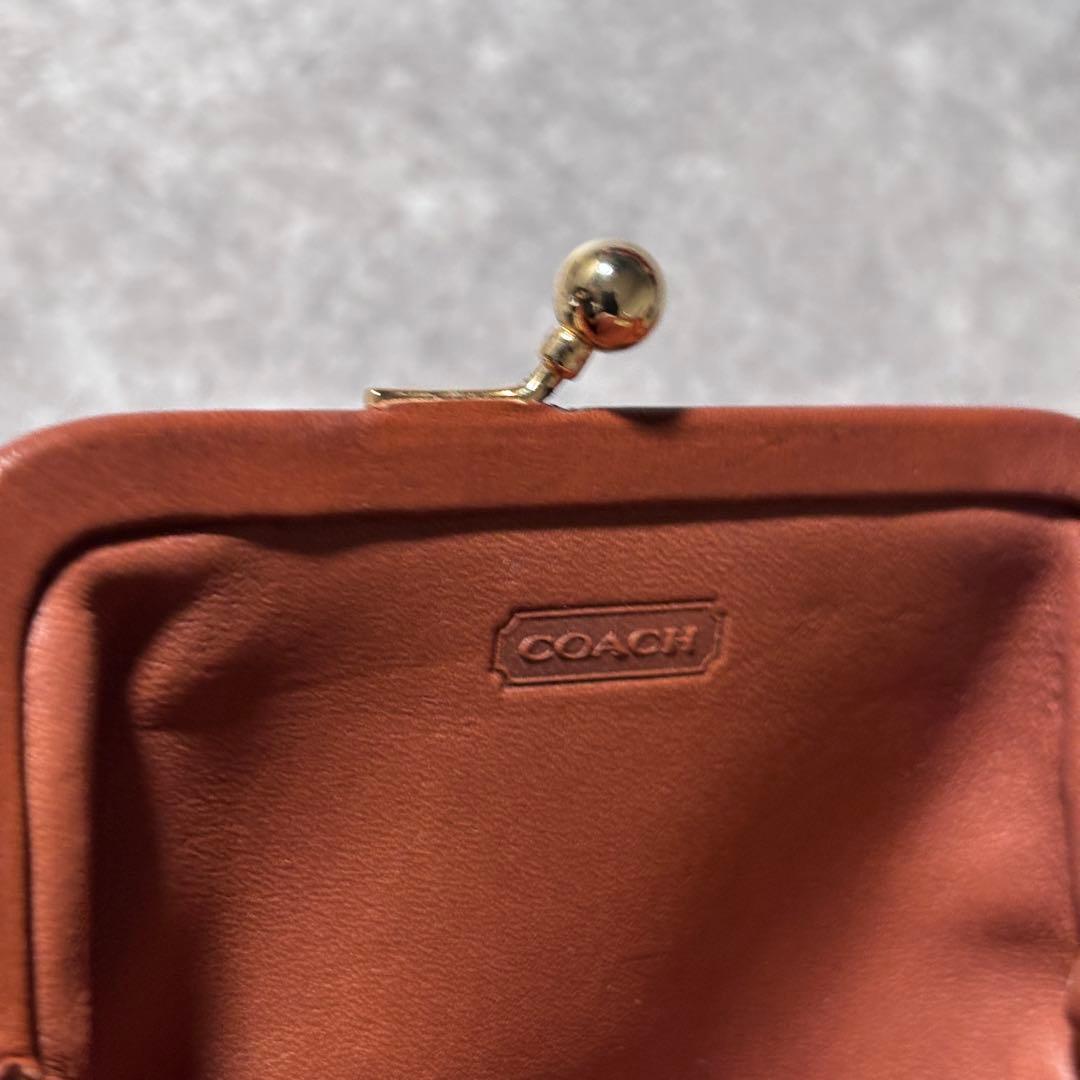 希少 美品 オールドコーチ がま口 ケース グラブタンレザー ブラウン