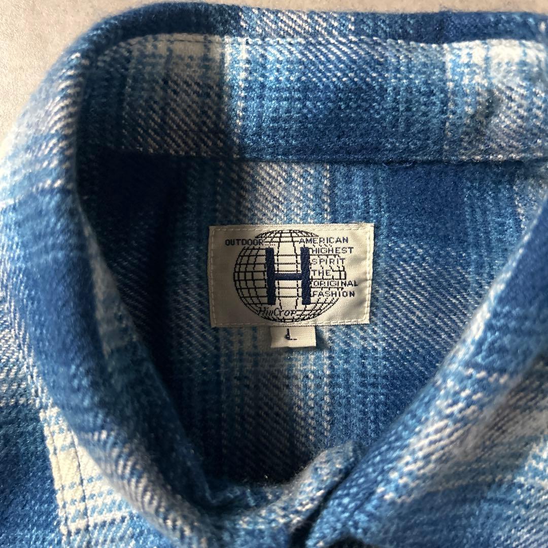 ヴィンテージ ブルー オンブレ シャドー チェック レトロ ネルシャツ