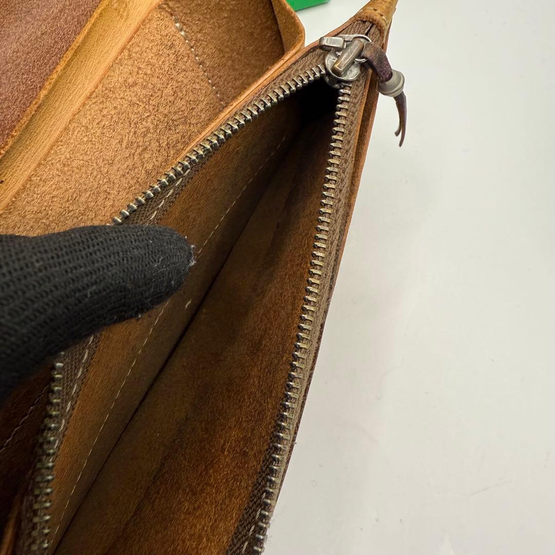 ファニー バイカーズウォレット カービングレザー シルバー金具 ブラウン