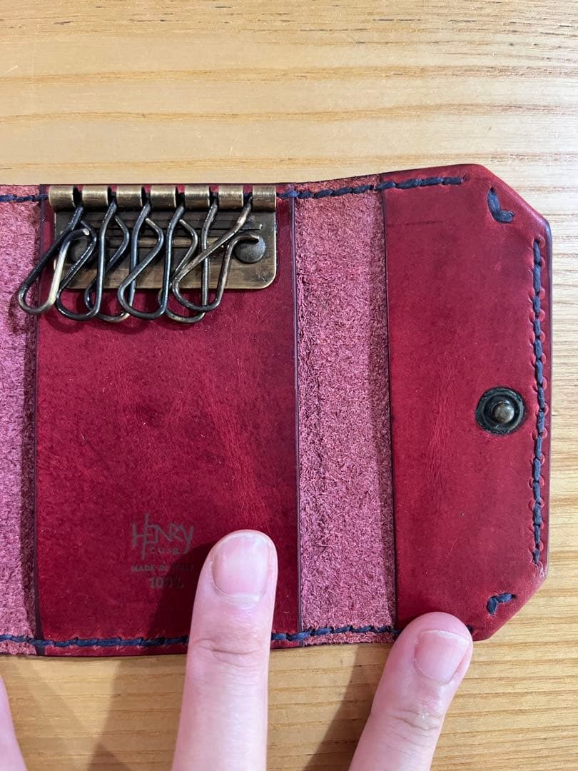 HENRY CUIR レザーキーケース 赤　アンリークイール