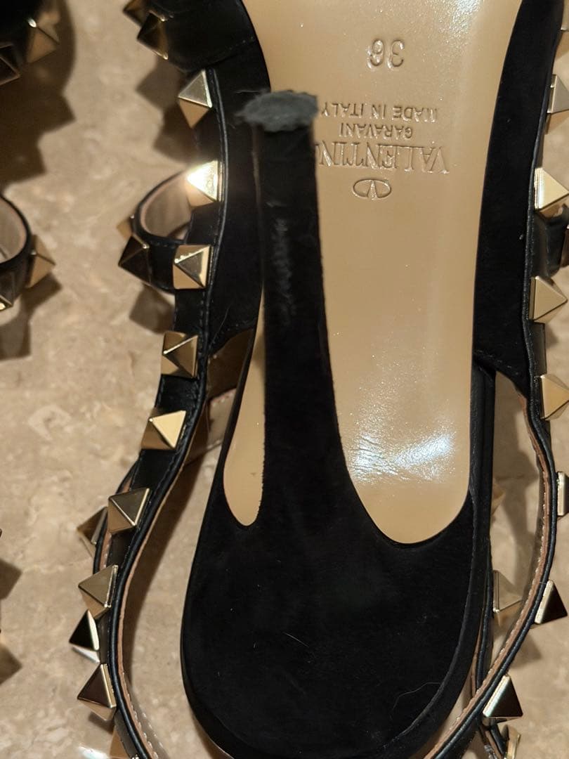VALENTINO パンプス BLACK 黒 ベロア 36 バレンティノ