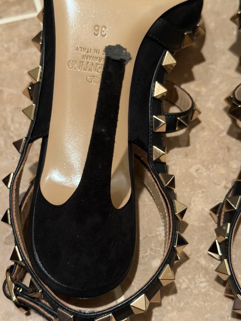 VALENTINO パンプス BLACK 黒 ベロア 36 バレンティノ