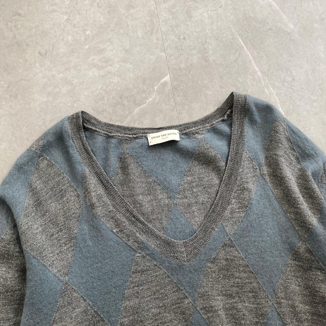 DRIES VAN NOTEN アーガイル ニット ベルギー製