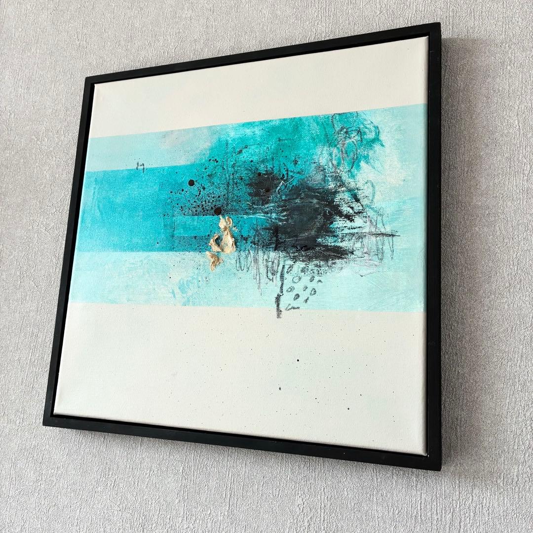 現代アート　35×35㎝　フレーム付き　インテリア　モダン　アートパネル　抽象画