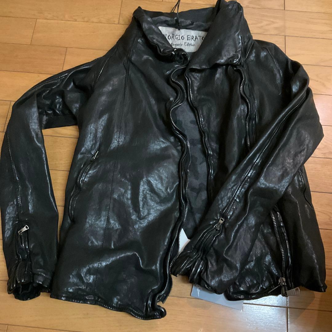 ブラック レザー ジャケット GIORGIO BRATO カカオ