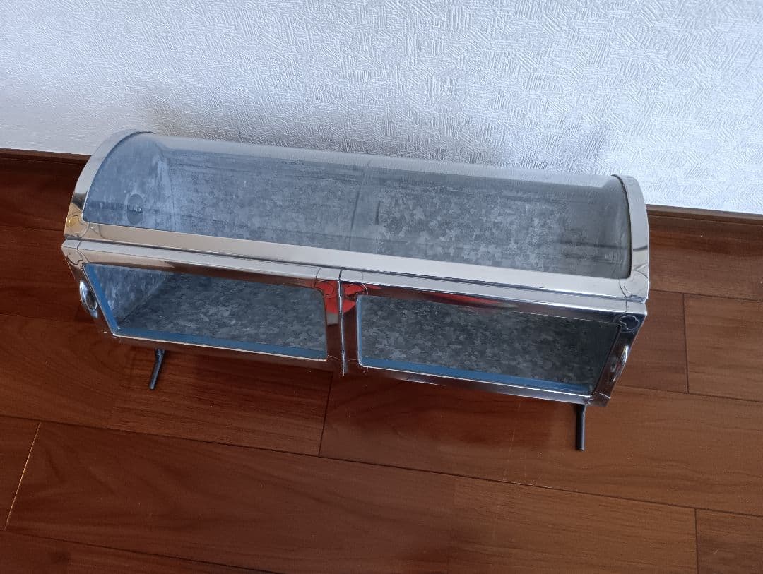 回転式！ブリキ ガラス 蓋付 ディスプレイ 昭和 レトロ [直接引取は割引き]