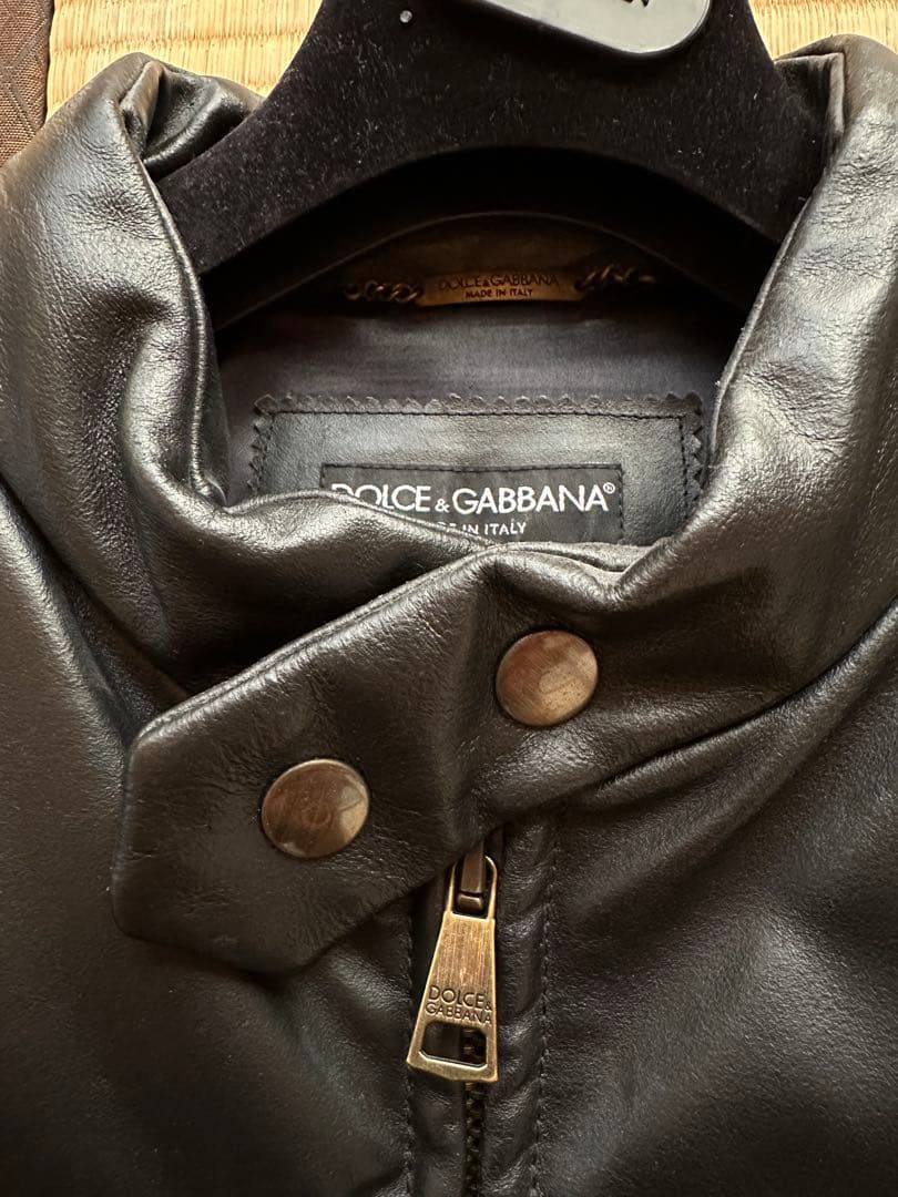 Dolce & Gabbana ブラックレザージャケット サイズ52