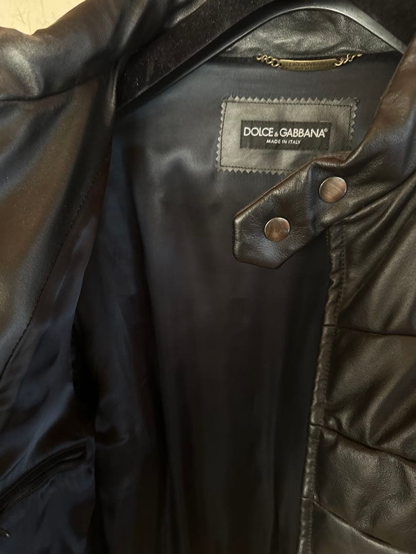 Dolce & Gabbana ブラックレザージャケット サイズ52