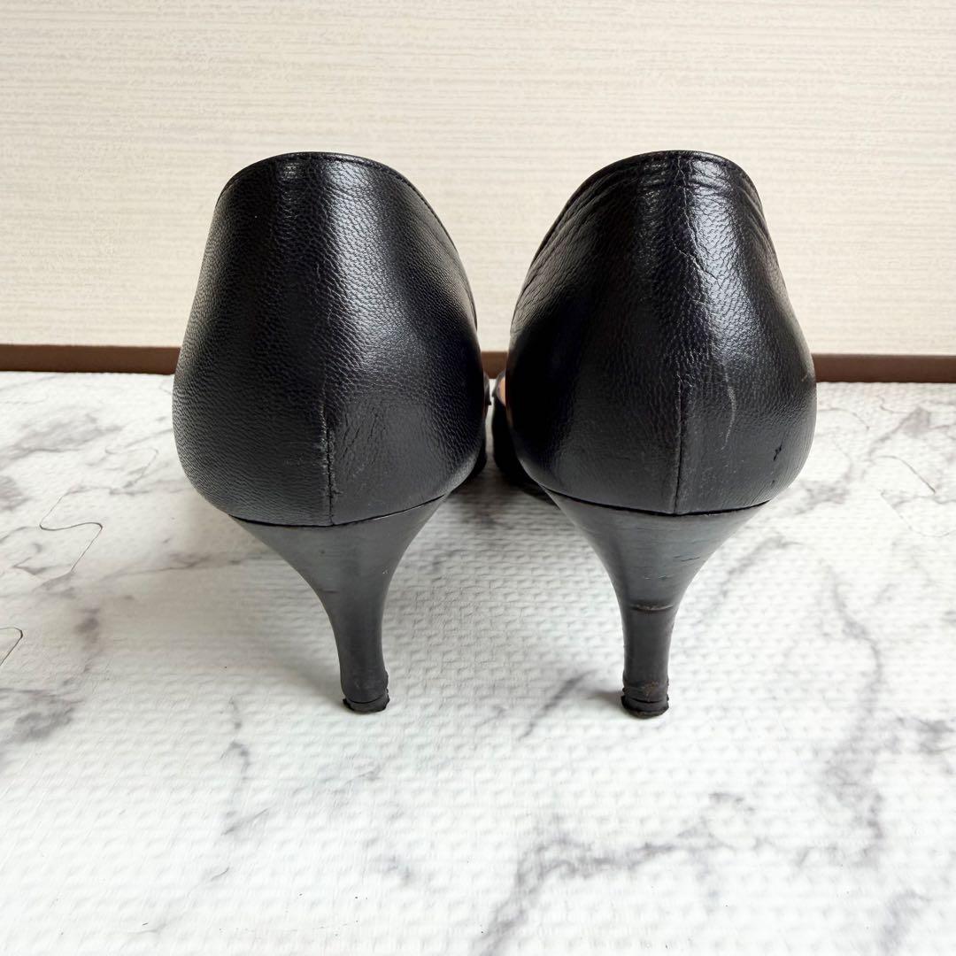 HERMES エルメス パンプス Hロゴ ポインテッドトゥ ヒール ステッチ