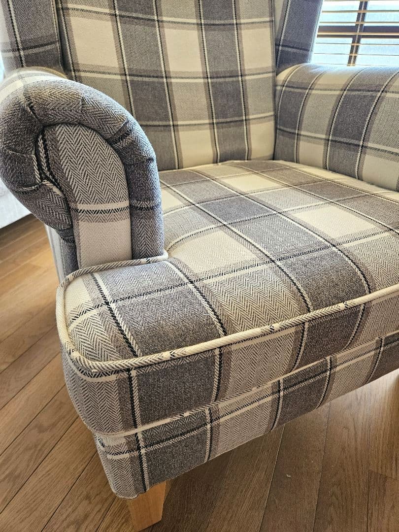 【引っ越し処分・最終価格】◎送料込み◎一人がけソファ チェック柄 ファブリック