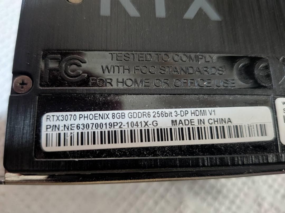 【ジャンク？】 RTX 3070（PHOENIXシリーズ）