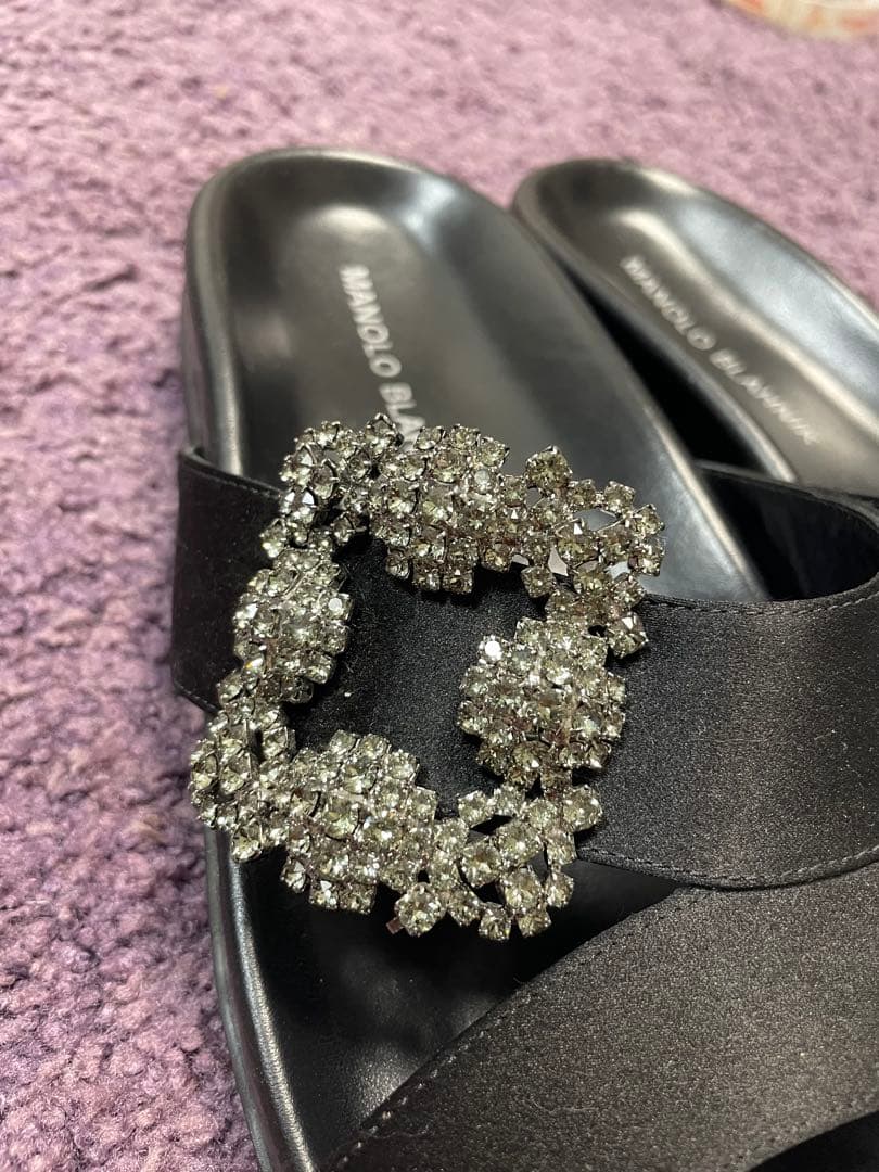 MANOLO BLAHNIK サテン マノロブラニク サンダル 37 24cm