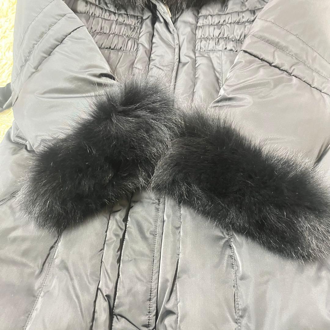 美品 MATERIAL ダウンコート ロング フォックスファー ベルト