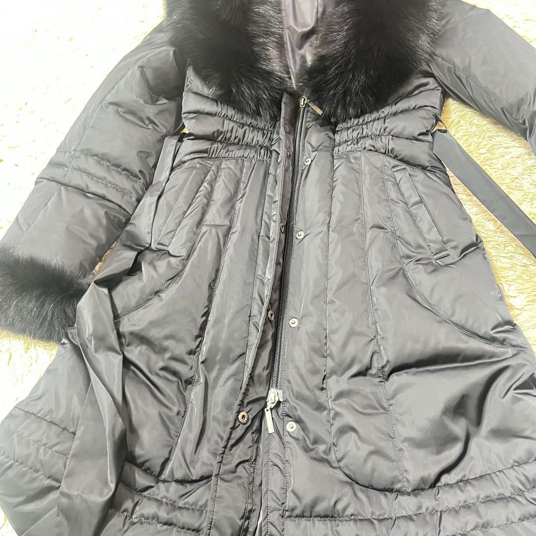 美品 MATERIAL ダウンコート ロング フォックスファー ベルト