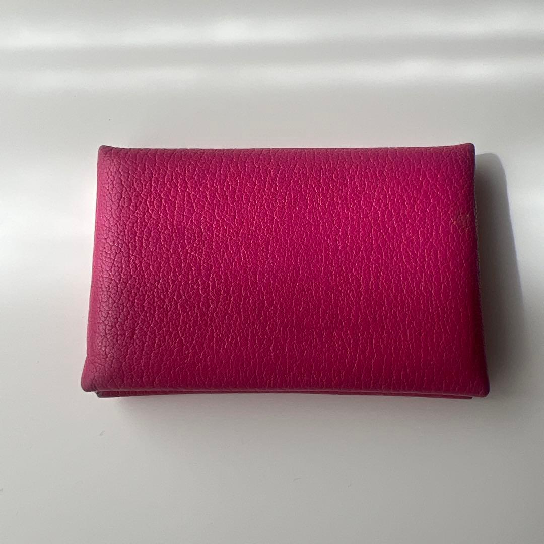 HERMES ピンク レザー 名刺入れ カードケース