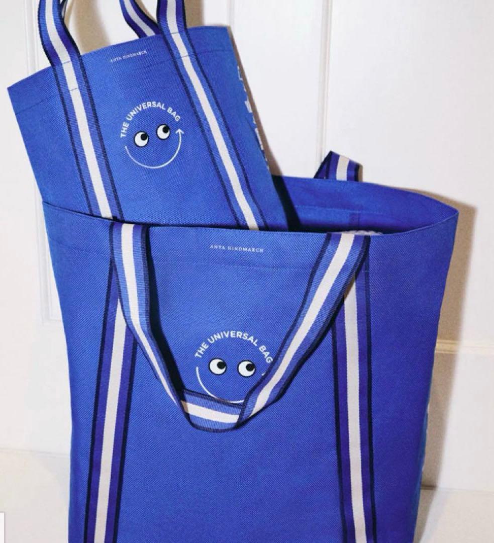 アニヤハインドマーチ 完売 コラボバッグ 英国 Bootsブルー エコバッグ