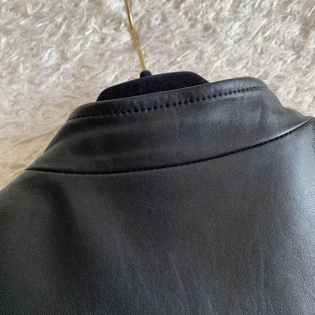 極美品✨23区 ラムレザーシングルライダース 大きいサイズ 44 ブラック