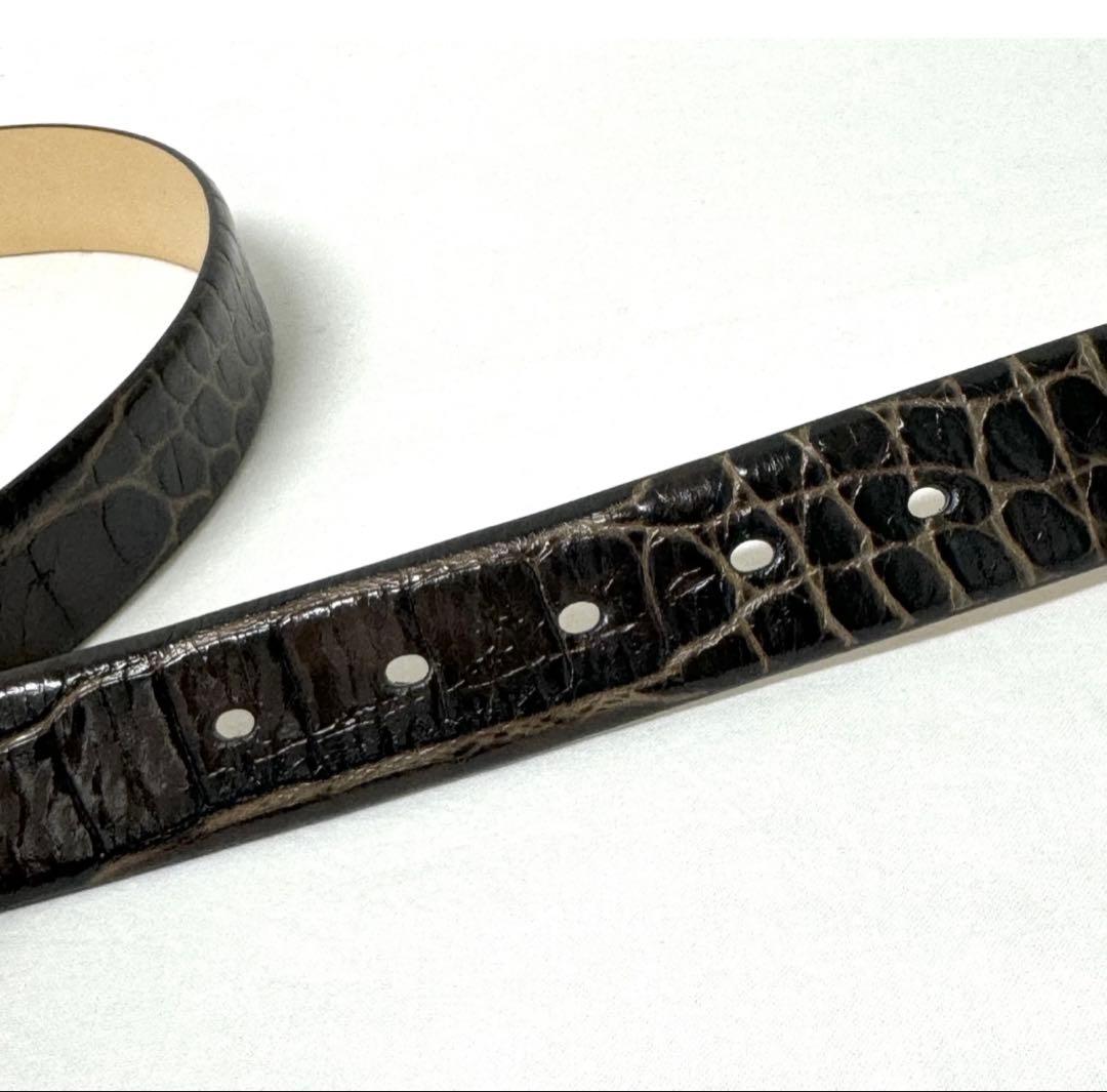 J.M. Davidson ブラウンクロコダイル型押レザー ベルト新品
