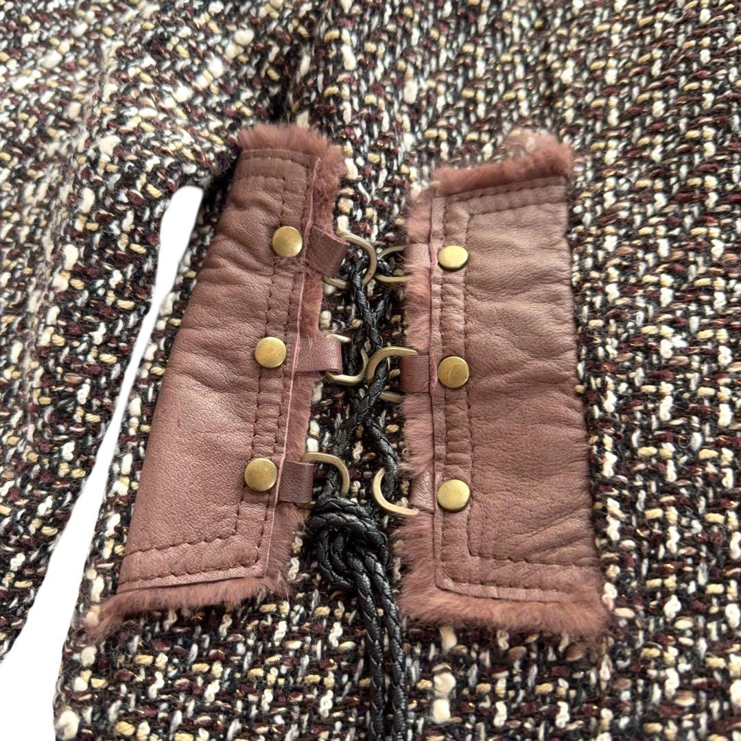 00s archive 本革切替レースアップツイードbonoジャケットy2k