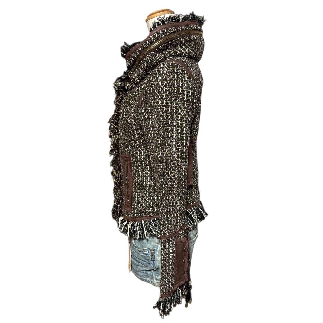 00s archive 本革切替レースアップツイードbonoジャケットy2k