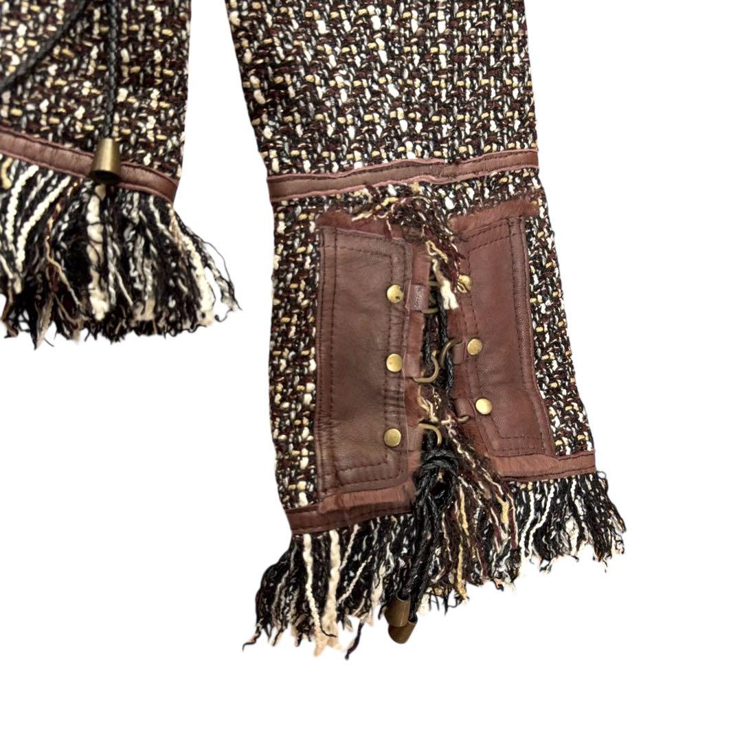 00s archive 本革切替レースアップツイードbonoジャケットy2k