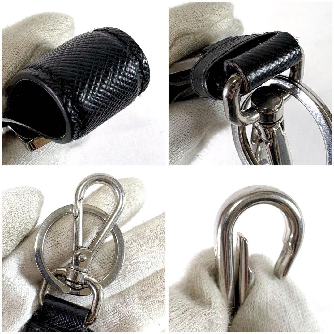 プラダ　PRADA キーリング　サフィアーノレザー　ブラック　NERO